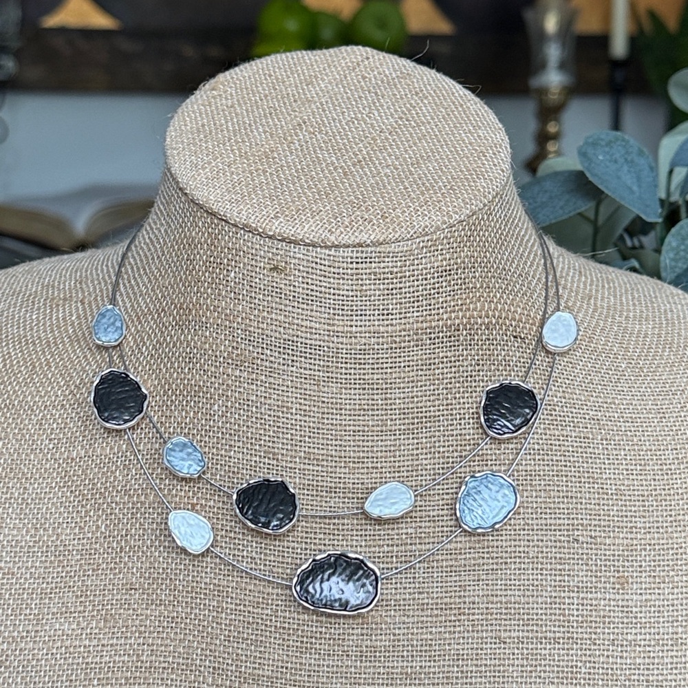 Silver and Black Layered Necklace